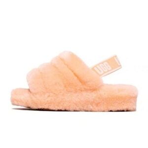 Ugg fluff yeah slingback elastic logo strap slippers scallop pink